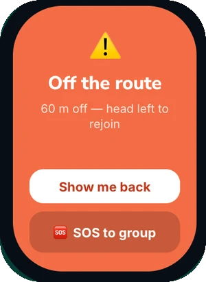Watch — off-route buzz and SOS